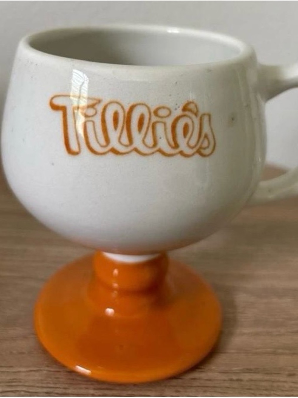 Vintage Caribe Puerto Rico Ceramics Orange and White Ceramic Pedestal Mug